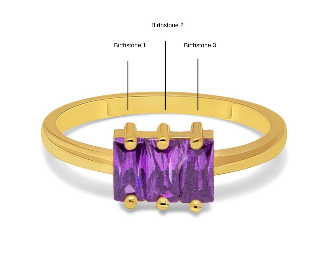 3 Birthstone Ring | 10k Yellow/White/Rose Gold