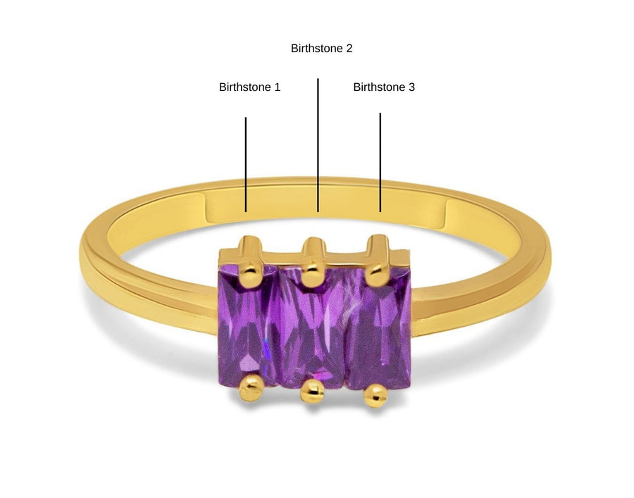 3 Birthstone Ring | 10k Yellow/White/Rose Gold