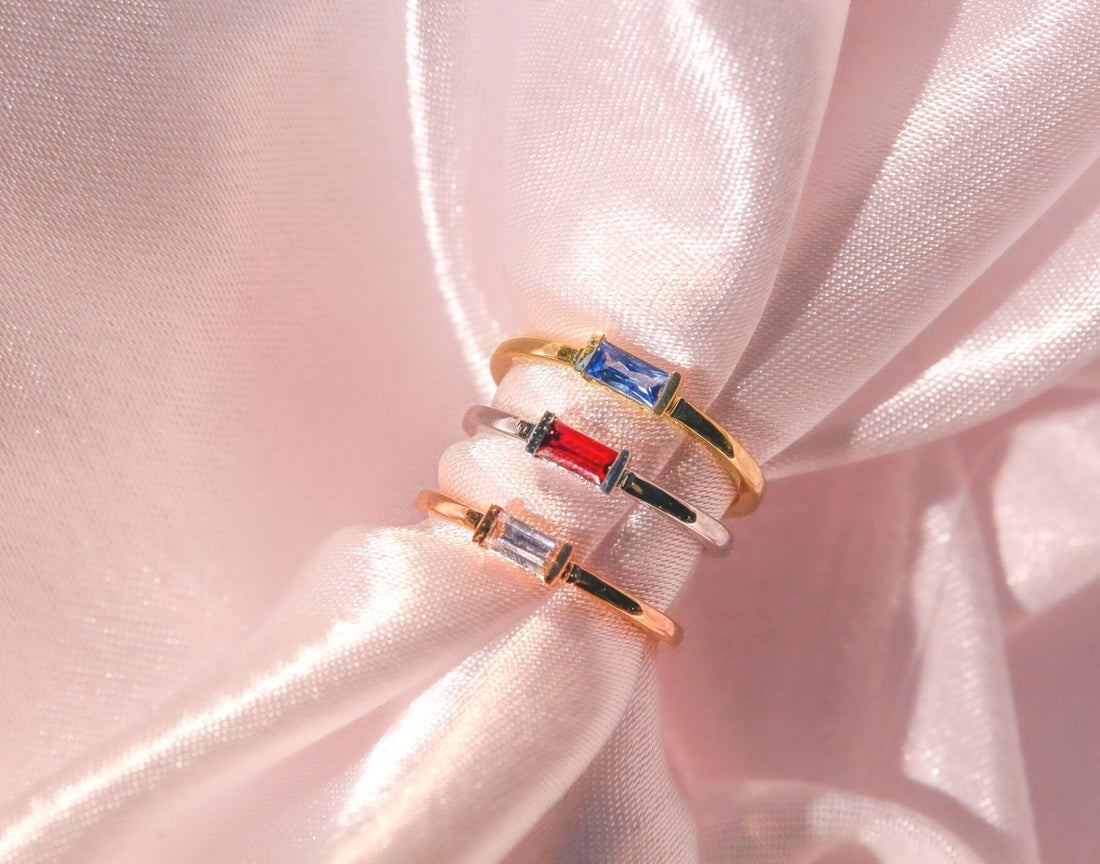 birthstone ring gold toronto canada, baguette diamond ring, baguette eternity ring
