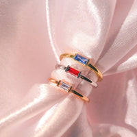 birthstone ring gold toronto canada, baguette diamond ring, baguette eternity ring