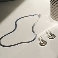 silver herringbone chain necklace, thick silver herringbone necklace