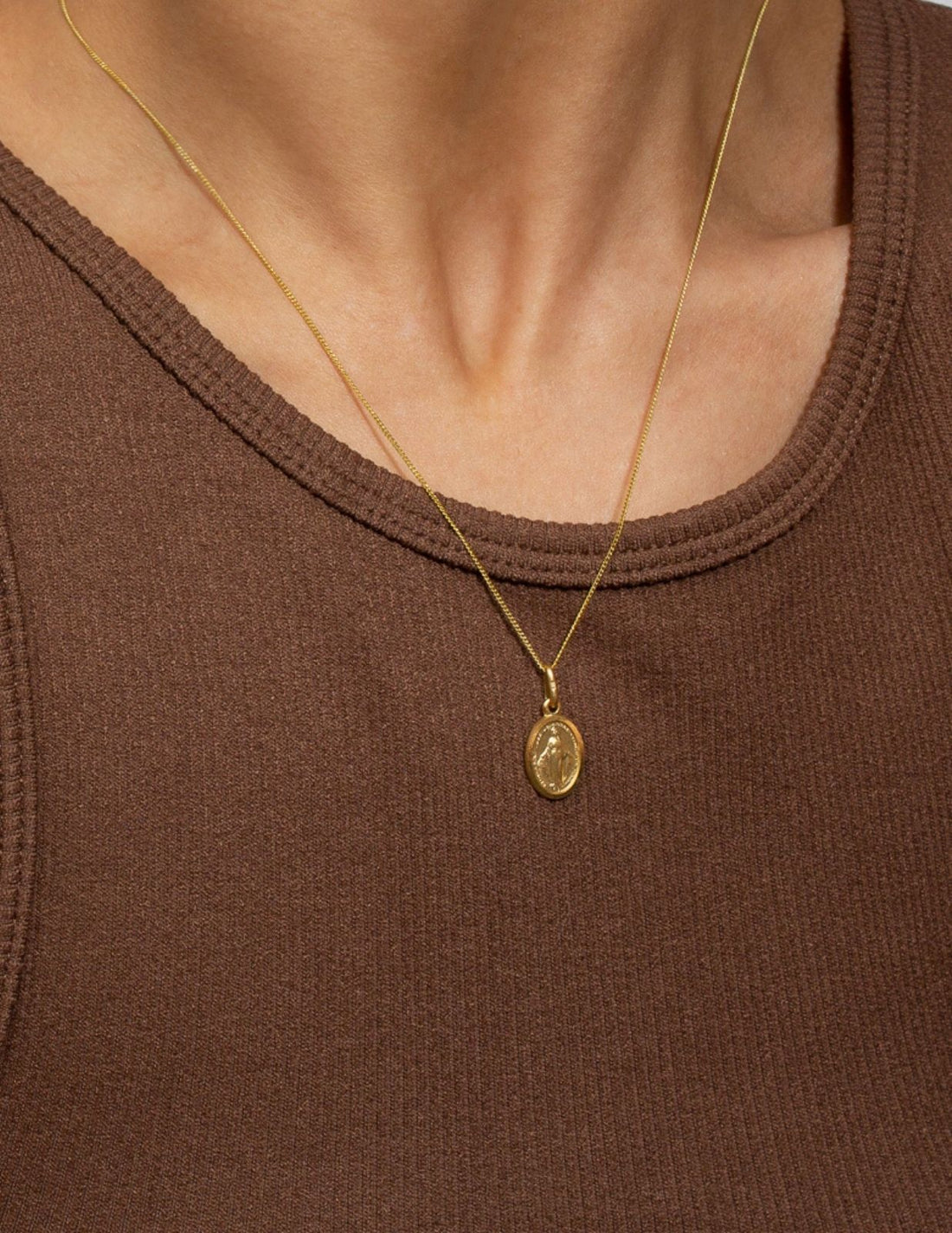 Mother mary gold necklace new arrivals