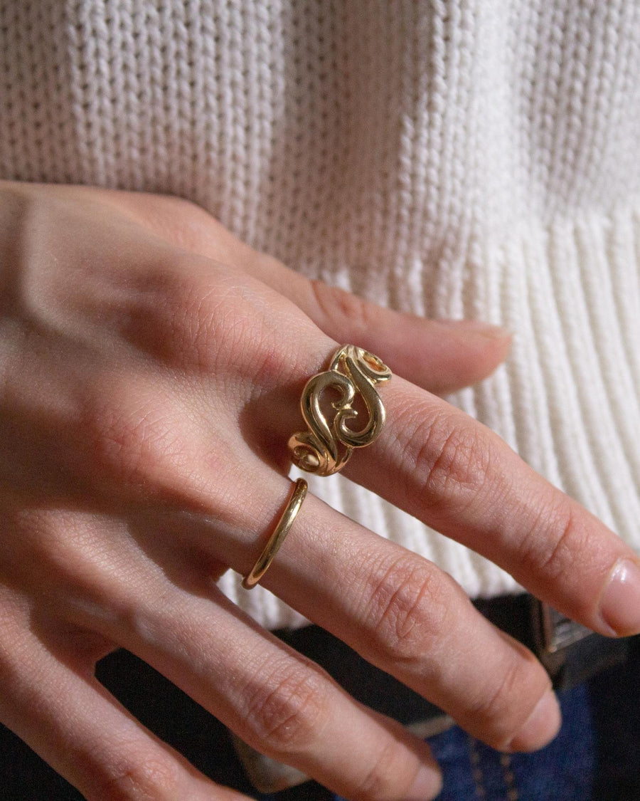 chunky edwardian gold ring, gold chunky ring, chunky gold ring