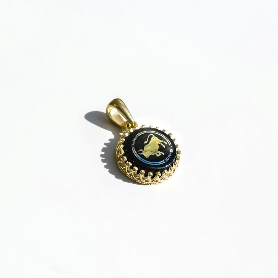 Taurus Zodiac Pendant | 10k Gold and Onyx | 16-28"