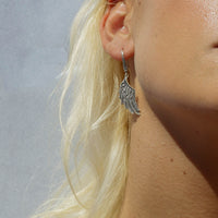 sterling silver long dangling earrings, silver dangle earrings canada, sterling silver angel wing earrings