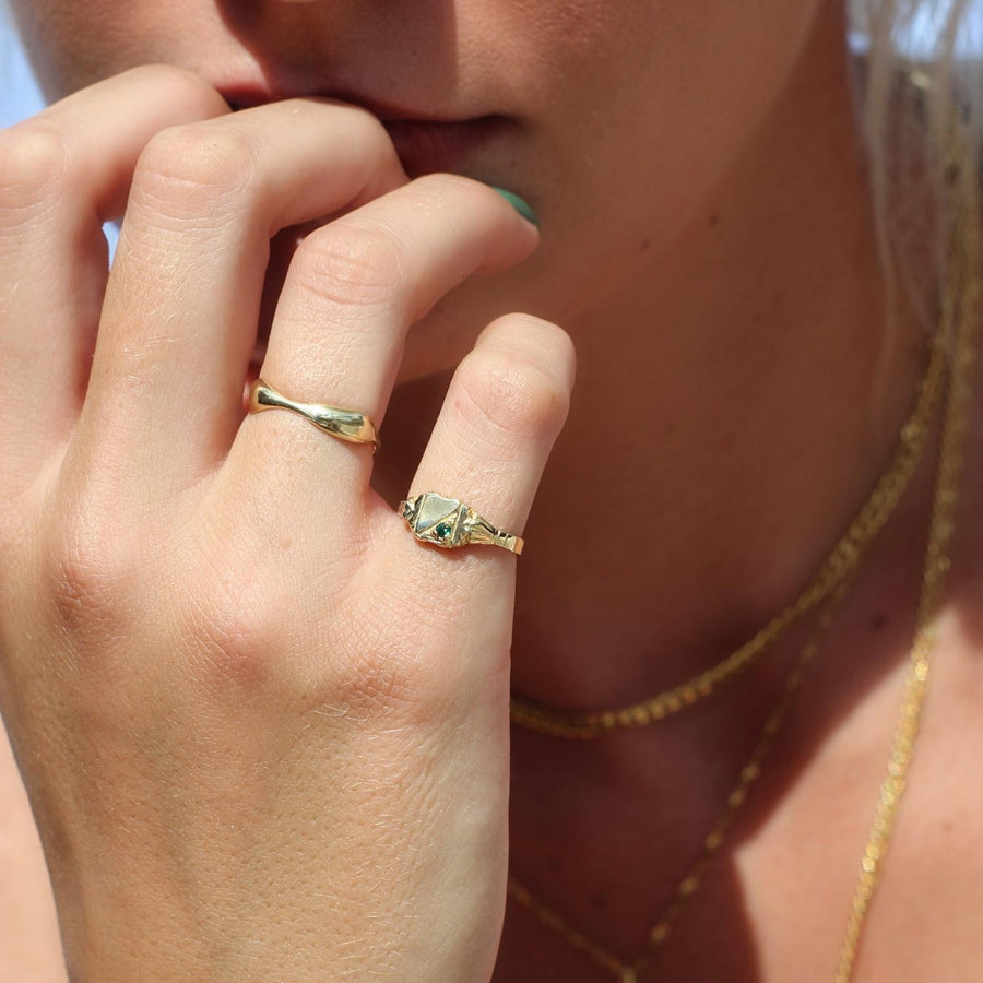 Square Birthstone Signet Ring | 10k Yellow/White/Rose Gold